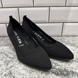 New Anne Klein iFlex AKREBECCA‎ Women's Black Mesh Kitten Heel Pumps 7.5 Classic